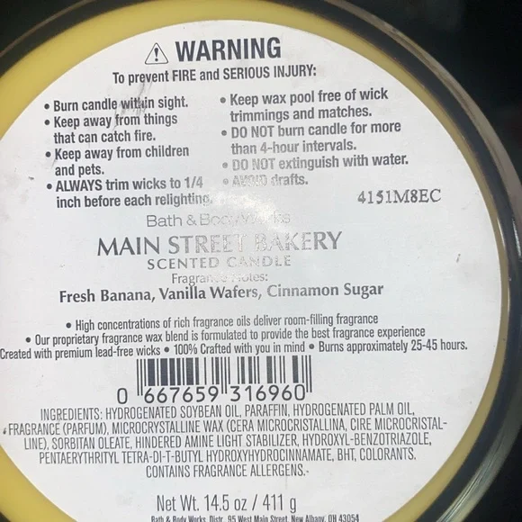 Bath and Bodyworks Three Wick Candle Main Street Bakery 🧁 Brand New - Picture 4 of 4